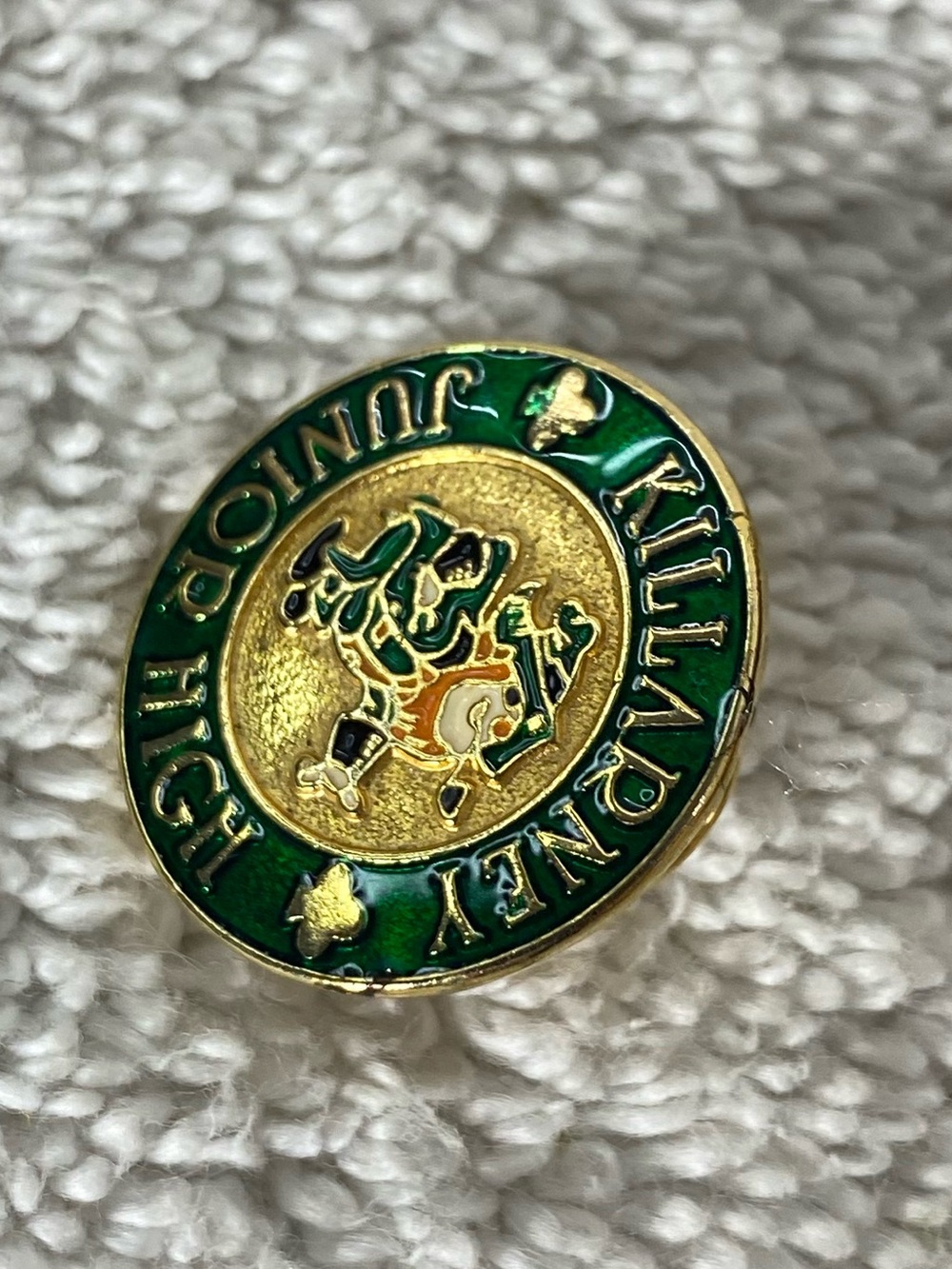 5/$35 Vintage Killarney Junior High School Gold Tone Enamel School Mascot Pin